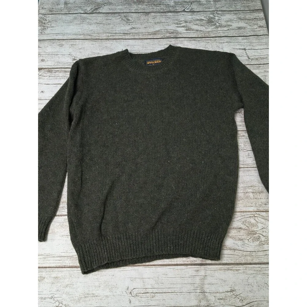 Vintage Woolrich Dark Grey Wool Sweater Made In USA Size Medium